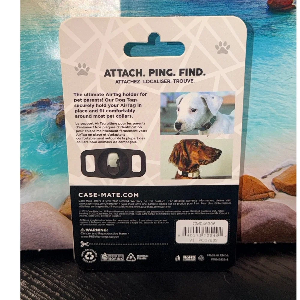 Case-Mate Dog Tag for Apple AirTags Black Silicone Pet Collar Holder CM046396
